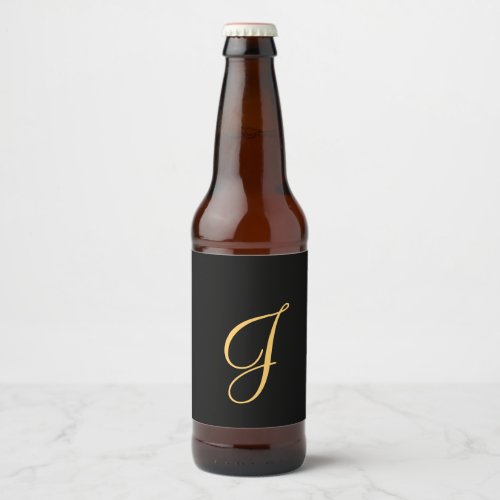 Monogram J gold colored initial J on black Beer Bottle Label