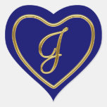 Monogram J in 3D gold Heart Sticker
