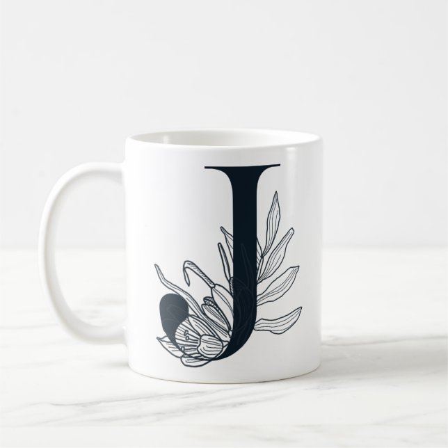 Monogram J Initial Coffee Mug (Left)