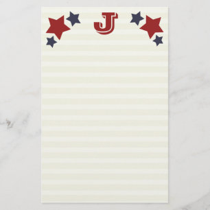 Monogram J / Initial J Stars & Stripes Stationery