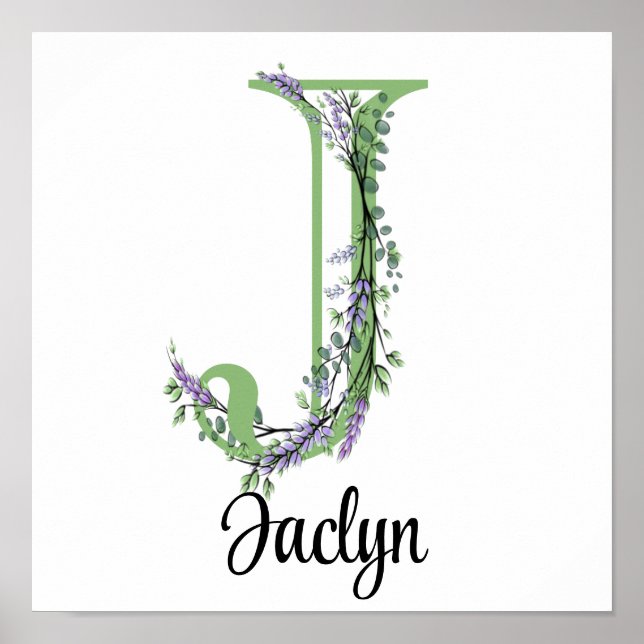 Monogram J Lavender Eucalyptus nursery  Poster (Front)