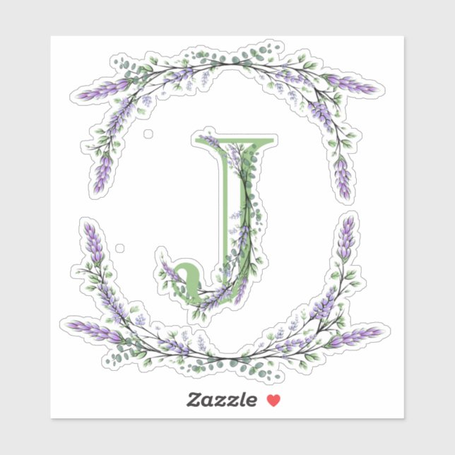 Monogram J Lavender Eucalyptus Sticker (Sheet)