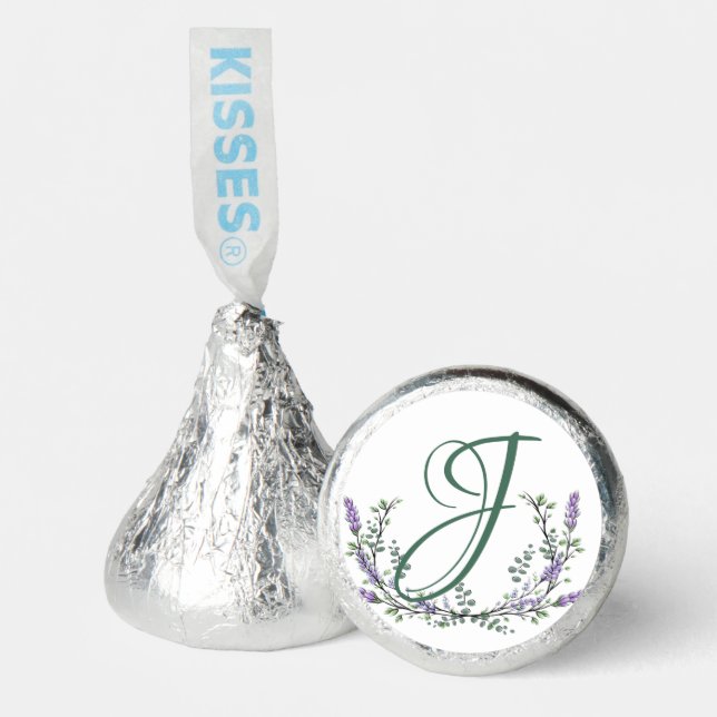 Monogram J Lavender Eucalyptus Watercolor painting Hershey®'s Kisses® (Front)