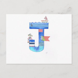 Monogram J pirate collection gift Postcard