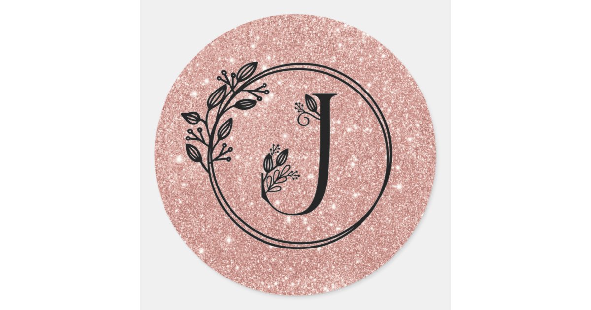 Letter J monogram custom girls name pink stickers