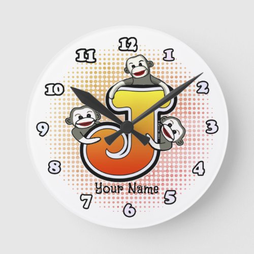 Monogram J Sock Monkey clock