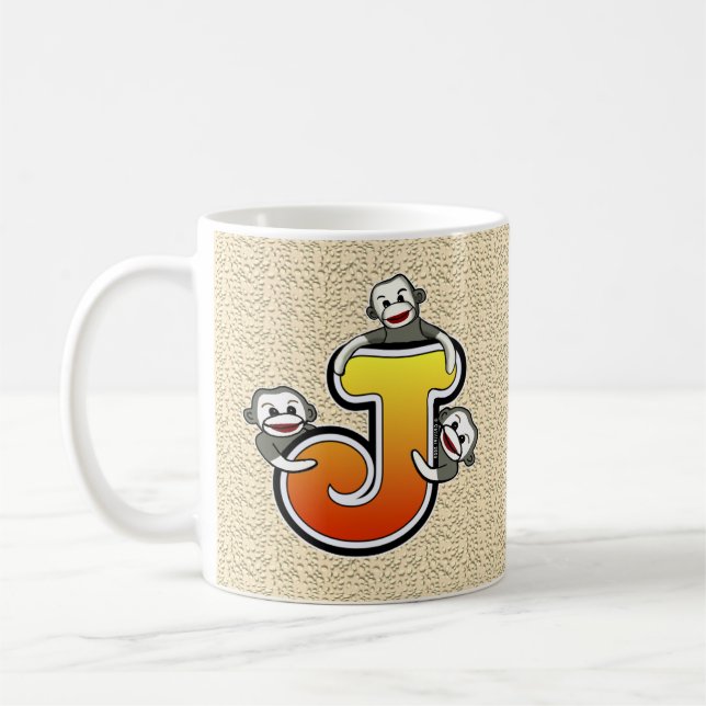 Monogram J Sock Monkey  Mug (Left)