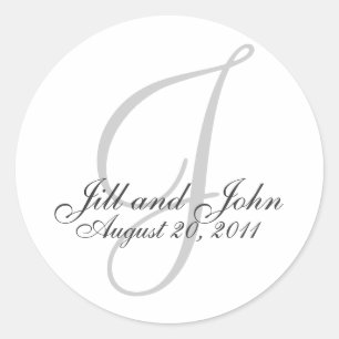 Monogram J Wedding White Bride Groom Seal Sticker
