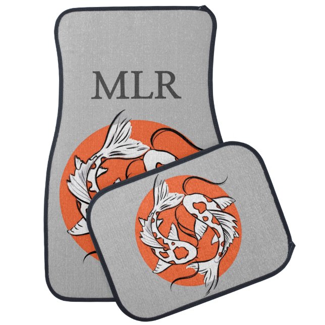 Monogram Japanese Anime Orange Koi Car Floor Mat (Set)