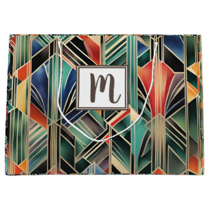  Monogram Jazzy Geometric  Elegant Classic Boho  Large Gift Bag