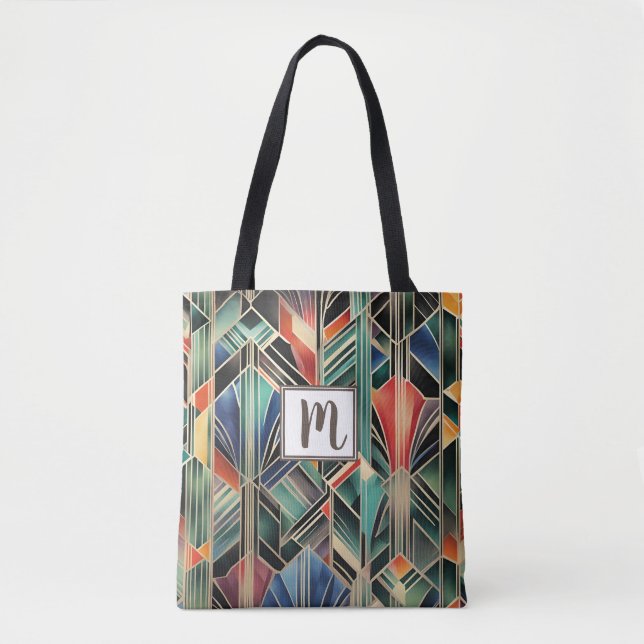  Monogram Jazzy Geometric  Elegant Classic Boho  Tote Bag (Front)