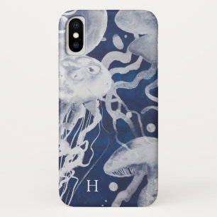 Monogram Jellyfish on Navy Background iPhone X Case
