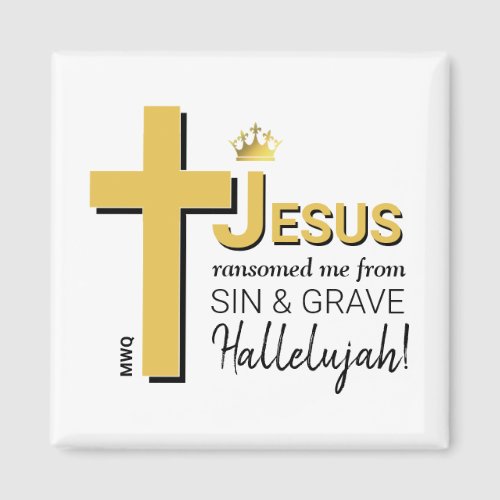 Monogram JESUS RANSOMED ME Christian Easter Magnet