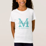 Monogram jr junior bridesmaid t shirt for girls<br><div class="desc">Personalized monogram jr. junior bridesmaid t shirts | turquoise blue and white colors. Monogrammed tees with custom name in elegant script text. Personalize for bride,  bridesmaids,  flower girl,  maid of honor,  matron of honor,  mother of the bride etc. Cute idea for wedding party,  bridal shower and bachelorette party.</div>