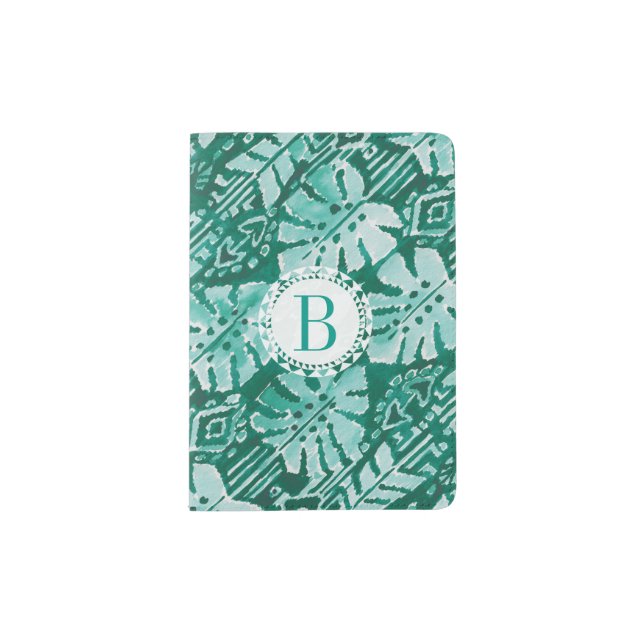 Monogram JUNGLE IKAT Hawaiian Green Tropical Passport Holder (Front)