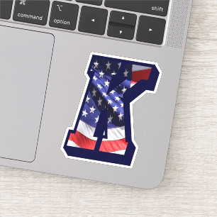 Monogram K American Flag Letter K Initial USA Sticker