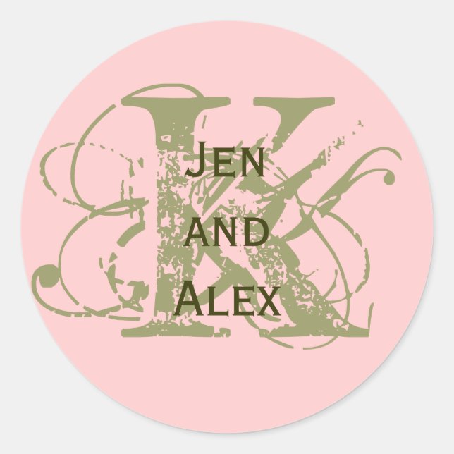 Monogram K and Names Pink Sticker (Front)
