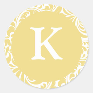 Monogram K Antique Gold Personalizable Invitation Classic Round Sticker