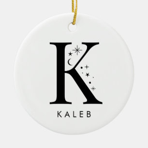 Monogram K Celestial Name Ceramic Ornament
