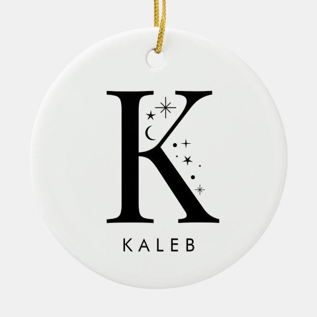 Monogram K Celestial Name  Ceramic Ornament (Front)