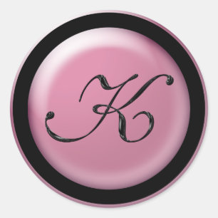 Monogram K Classic Round Sticker