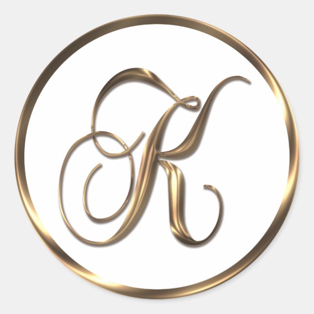 Monogram K Faux Bronze Classic Round Sticker (Front)