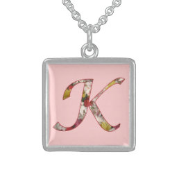 Monogram K Floral Design Necklace