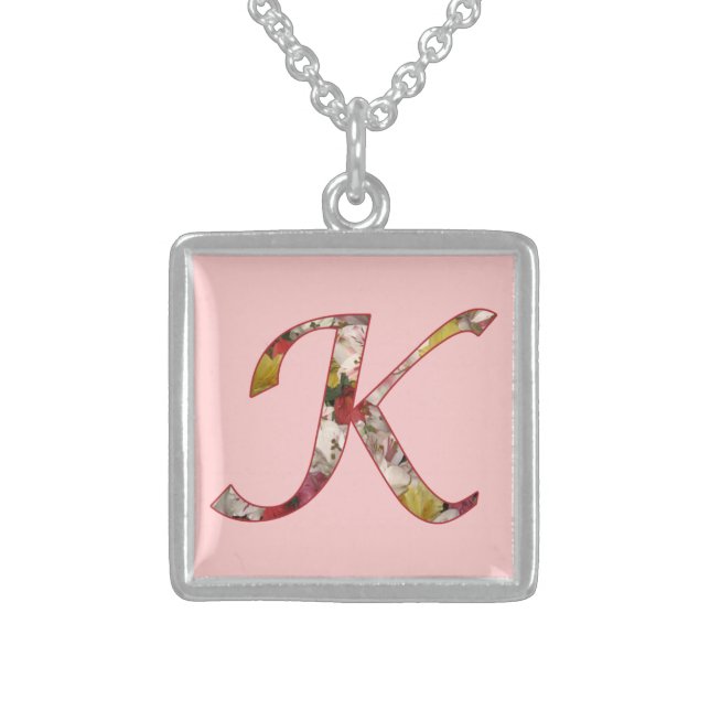 Monogram K Floral Design Necklace (Front)