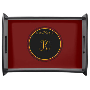 Monogram "K" gold-colored script Serving Tray