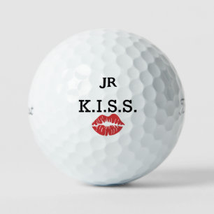 Monogram K.I.S.S. with red lips Golf Balls