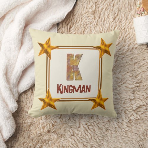 Monogram K Initial Star Country Patchwork Keepsake Throw Pillow