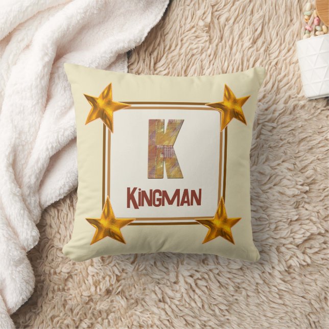 Monogram K Initial Star Country Patchwork Keepsake Throw Pillow (Blanket)