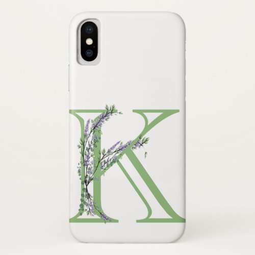 Monogram K Lavender Eucalyptus iPhone X Case