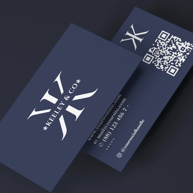 Monogram K Modern Professional Logo Charcoal Blue  Business Card (Monogram K Modern Professional Logo Charcoal Blue Business Card
)