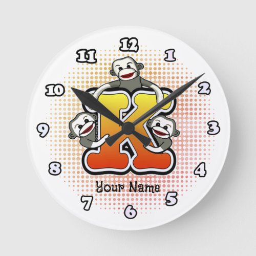 Monogram K Sock Monkey clock