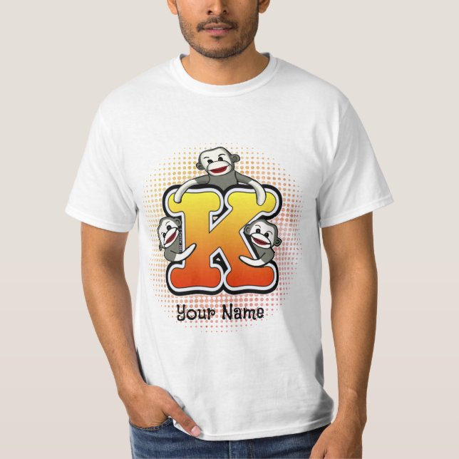 Monogram K Sock Monkey  T-Shirt (Front)