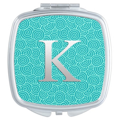 Monogram K  swirl pattern _ turquoise and aqua Mirror For Makeup