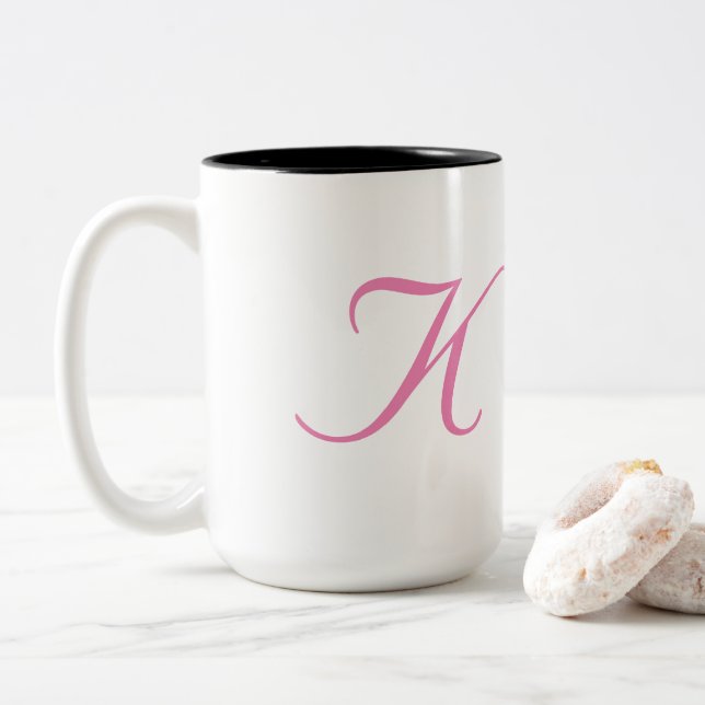 Monogram-K Two-Tone Coffee Mug (With Donut)