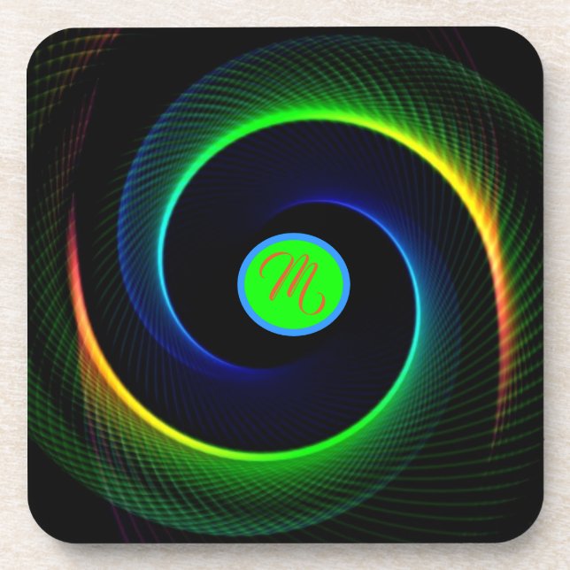 Monogram Karma Energy Abstract Spiral Beverage Coaster (Front)