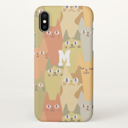 Monogram. Kawaii Cute Little Kitten Cats Pattern. iPhone X Case