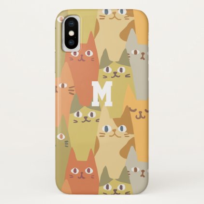 Monogram. Kawaii Cute Little Kitten Cats Pattern. iPhone X Case