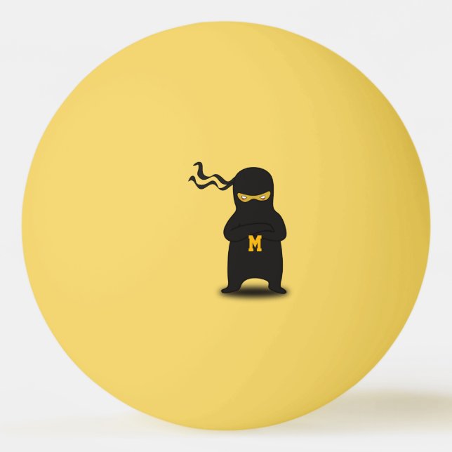 Monogram. Kawaii Cute Ninja for Nerd Geek. Ping Pong Ball (Front)