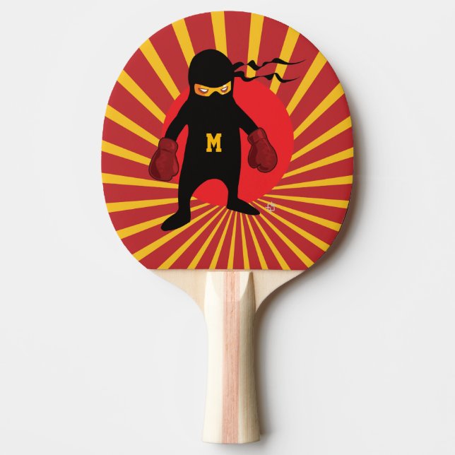 Monogram. Kawaii Cute Ninja for Nerd Geek. Ping Pong Paddle (Front)