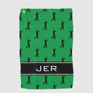 Monogram Kelly Green Golfer Pattern  Golf Towel