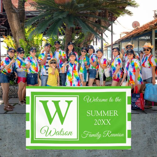 Monogram Kelly Green Stripes Summer Family Reunion Banner