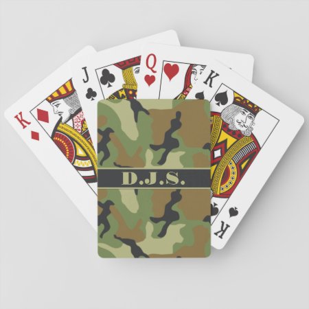 Monogram Khaki, Black, Brown Camo Playing Cards