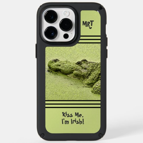 Monogram  Kiss Me Im Irish _ Green Gator Photo Speck iPhone 14 Pro Max Case