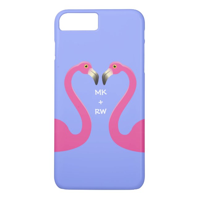 Monogram Kissing Flamingos iPhone 7 Plus lilac Case-Mate iPhone Case (Back)