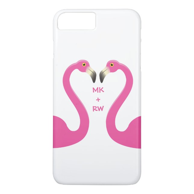 Monogram Kissing Flamingos iPhone 7 Plus White Case-Mate iPhone Case (Back)