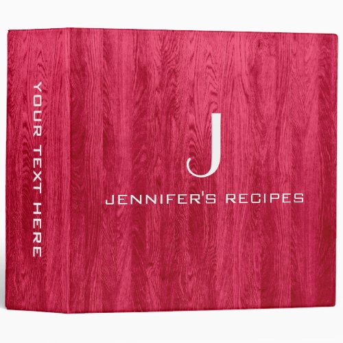 Monogram Kitchen Cooking Modern Red Wood Binder